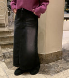 Colan washed denim long skirt