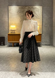 Loet Pintuck Pearl Sheer Lace Blouse