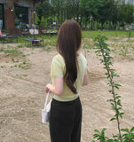 Feminine Cap Sleeves Unbalanced One-Off Short Sleeve Knit