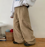 Wippen corduroy banding wide pants