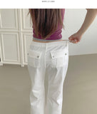 Unique Back Pocket Fluffy Span Cooling Bootcut Pants