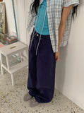 Oscar Color Cotton Herringbone Semi-Wide Pants
