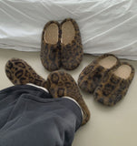 Winter Full Lining Fur Leopard Fur Slippers