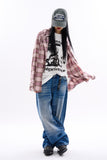 Flannel hooded over check shirt