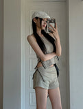 side zipper pig shorts
