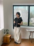 [unisex] Kelter Linen Pintuck Banding Wide Pants
