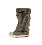 Vintage painted belted mid boots