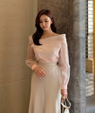 Setiel Off Shoulder Chiffon Blouse