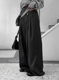 Belt set snap wide pintuck slacks