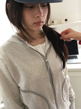 Henkit Stripe Color Matching Hood Zip-Up