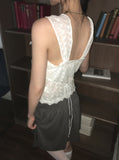 cosh punching see-through ribbon sleeveless blouse