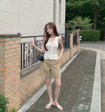 Knit Button Ribbed V-neck Sleeveless