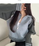 Cable Color Matching Design Two-Way Pendant Knit Zip-Up Cardigan
