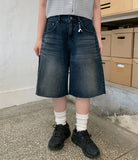 Myusen Damage Washing Bermuda Denim Pants