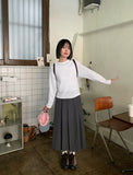 Coendy Banding Lace Pleated Skirt