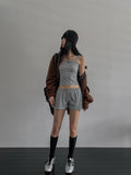 studded ribbed low-rise shorts