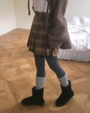 [Brushed] Blitz check pleated mini skirt