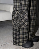 Maku checkered pocket long wide pants