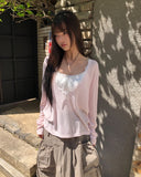 Dina Lace Ribbon Adjustable Cap Sleeveless Top