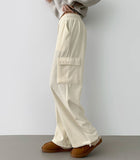 Corduroy Microfiber Velvet Pocket Cargo Long Wide Banding Pants