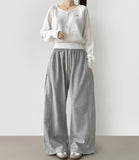 Side Cut Long Balloon Wide Banding Pants