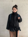 Rimlo Belt Double Button High Neck Coat
