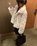 Leon collar quilted fur half jacket