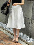Giet button flare skirt