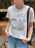 [BAONHAUS] Planty Printing Crop Short Sleeve Tee