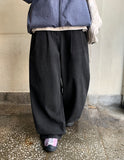 [BAONHAUS] Pikin Black Blue Pin Tuck Denim Wide Pants