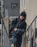 Detro Denim Track Hood Zip-Up