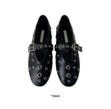 EYELET STRAP FLAT SHOES