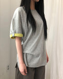 Harom Color Matching Roll-up Short Sleeve T-shirt