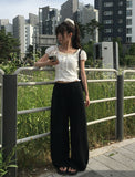 [Scrunchie set] Zans Dot Lace Puff Ribbon Blouse
