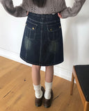 Yuan Cut Washed Denim Midi Skirt