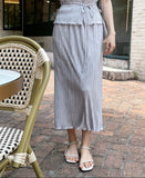 Weave Pleats Banding Skirt