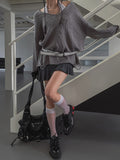 Elbow Damage V-neck Loose Fit Knitwear