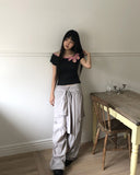Tanen Parachute Layered Wrap Skirt Two-Way Cargo Banding Pants