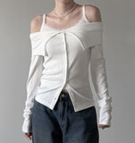 Belk Button Off-Shoulder Cardigan