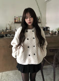 Boker Two Button Fluffy No Collar Fur Jacket