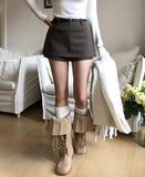 [Belt set] Tommy Slit Layered Skirt Pants