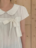Kosho punching ribbon short sleeve blouse