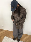 Charne Herringbone Wide Cotton Pants