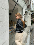 Loving Two-Way Leather Collar Crop Jacket
