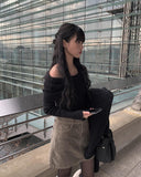 Veil khaki suede mini skirt