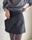 Tome Wool A-line Wrap Mini Skirt