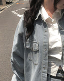 Myua Boxy Fit Denim Pocket Shirt Jacket