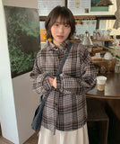 [unisex] Nacui Fleece Brushed Check Over Shirt