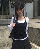 Yuan Halter Sleeveless Layered T-Shirt Set