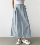 Whith Lining In Skirt Banding Rustling Nylon Pintuck Long Skirt